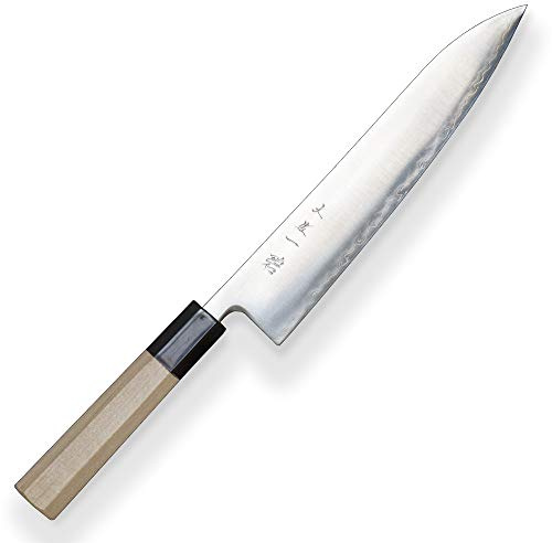 White Octagonal Tosa-Ichi SXL-151410/2JS Hokiyama Gyuto Couteau de chef Aogami super, acier à papier bleu – Acier carbone haut et manche en bois de magnolia 8 coins Lame 240 mm