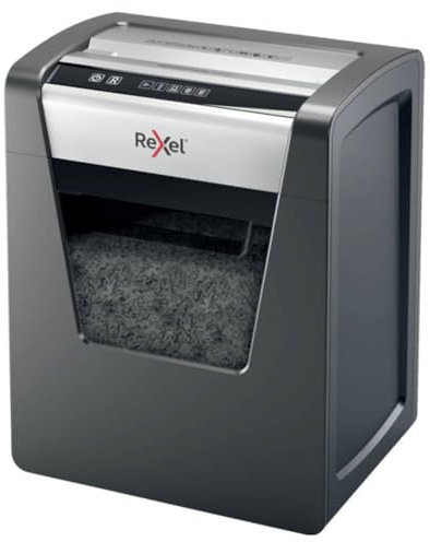 Rexel Aktenvernichter Momentum M510, Mikroschnitt, 11-10 Blatt A4 (70-80 g/m²) Kapazität, Sicherheitsstufe P5, 23L Abfallbehälter, Schredder, schwarz, 2104575EU