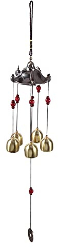 Windchimes Messing 5 Glocken mit Rostschutz - Klassischer Pavillon Hängende Dekoration für Garten Terrasse Feste und Feiere