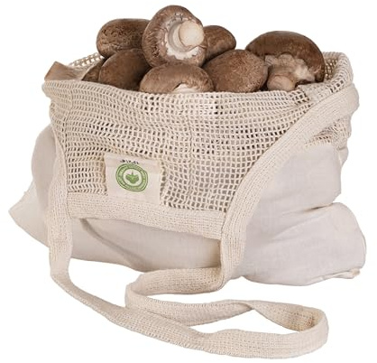Cotton Mesh Mushroom Foraging Bags - 100% Cotton, Washable, Reusable and Eco-friendly Bags to Pick Mushrooms, Flowers, Berries and Produce - Lightweight Berries Hunting Harvesting Tote (2 Bags)