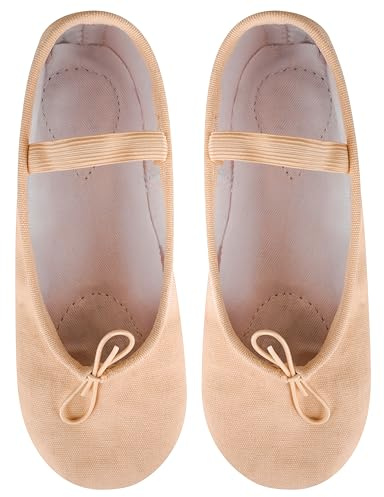 Pink Canvas Ballet Dance Shoes Split Suede Sole Children's & Adults - Highly Elastic Canvas Girls Ballerina Dance Shoes for Toddler/Little Kid/Big Kid/Adult (Numeric_13)