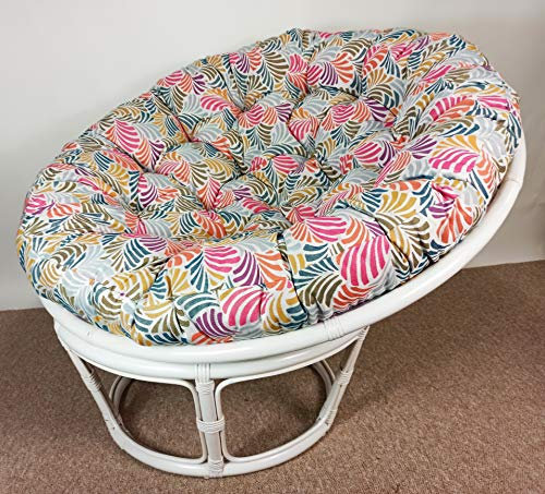 Rattan Papasansessel 110 cm cm Fb. weiß lackiert Polster Stoff California Dream Janis Rose