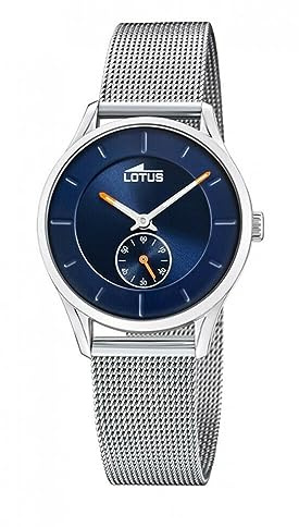 LOTUS Montre Femme Analogique Acier Inoxydable 316L Argenté - Mouvement Quartz - Verre Haute Résistance - Étanche 5 ATM - Special Prices 18818/1