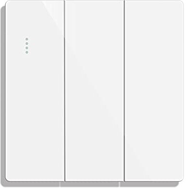 CNBINGO Grande interruttore a pulsante a bilanciere con punti fosforosi, piastra da parete moderna bianca lucida, interruttore a tripla luce elettrica, 3 bande 1 via, 16A 250V