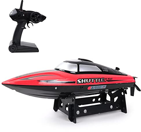 TURBO CHALLENGE - Barco - Turbo Boat - 094117 - Barco a Control Remoto - Rojo - 1/16 - Listo para Navegar - Batería Recargable y Pilas Incluidas - Plástico - A Partir de 8 años