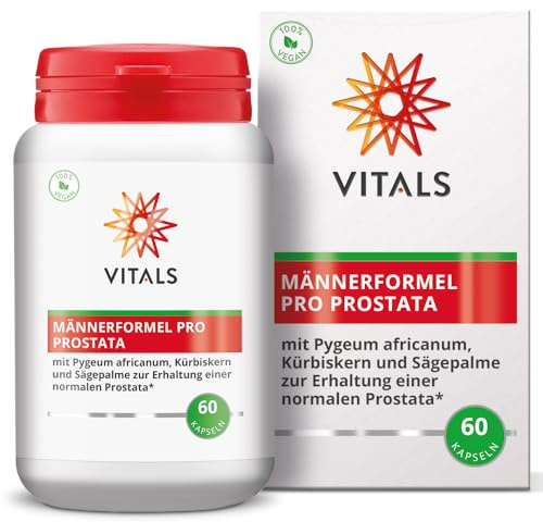 Vitals - Männerformel Pro Prostata 60 Kapseln mit Pygeum africanum, Kürbiskern und Sägenpalme eine vollständige Formel zur Erhaltung einer normal funktionierenden Prostata.