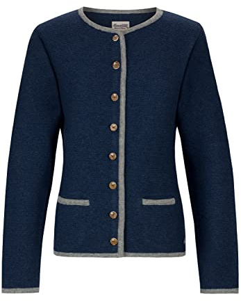 Stockerpoint Caro Damen Trachtenstrickjacke, Nachtblau Grau, 40