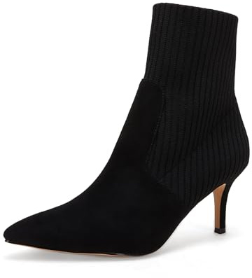 Women's Pointed Toe Stiletto Kitten Heel Ankle Boots Faux Suede Knit Slip On Wedding Winter Sock Booties