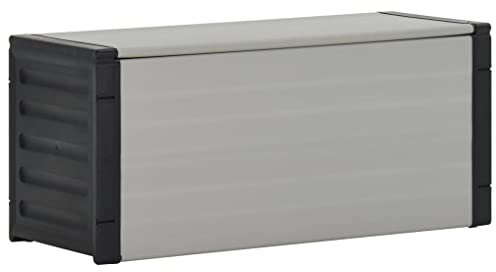 vidaXL Baúl para Desechos de Jardín Patio Deshecho Cubo Basura Reciclaje Almacenaje para Cojines Residuos en Cocina Salón Oficina con Tapa Gris