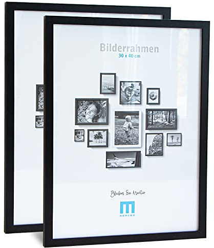 2 Stk. Bilderrahmen 30x40cm in schwarz aus MDF, minimalistisch & modern für Fotos & Bilder. Inkl. Acrylglasschutz. Eignet sich als Tisch-Aufsteller und für die Wand, Hochformat oder Querformat.