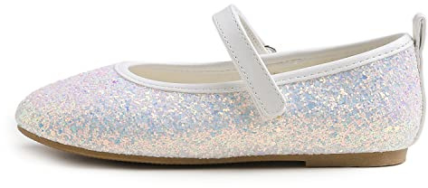 Feversole Girls Glitter Cute Dress,Ragazze Mary Jane Strap Scarpe Basse Ballerine da Principessa Scarpe da Scuola Piatte
