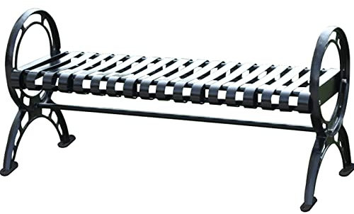 Yclty Outdoor-Gartenbank, Strapazierfähige Terrassen-Parkbank, Wetterfester Gusseisen-Stahl-Lattenrahmen, Rückenfreie Sitzbank mit Armlehnen für Veranda-Yard-Rasendeck (Size : 120cm/47in)