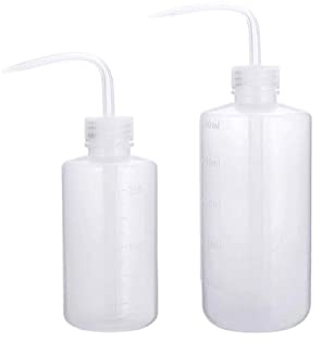 2Pack Plastic Safety Wash Bottle, Lab Squeeze Bottle with Narrow Mouth and Scale Labels, Squirt Bottle For Plant Flower Succulent Watering (white 250ml+500ml)