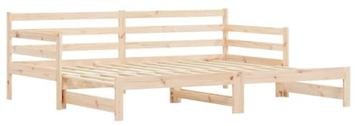 vidaXL Dagbädd med extrasäng 80x200 cm massiv furu, extrasäng, dagbäddar, dagbädd med utdragbar säng, gästsäng, dagbäddar med extrasäng