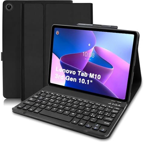 COEZFE Custodia con Tastiera per Lenovo Tab M10 (3rd Gen) 10.1, Custodia con Layout Italiano Bluetooth Tastiera per Lenovo M10 3rd Gen (TB-328FU/TB-328XU), Nero