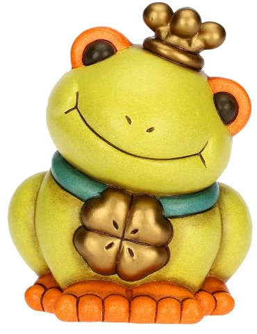THUN, Salvadanaio con Rana Franky in Ceramica Decorata a Mano, Idea Regalo, 10.5x10.2x12 cm h