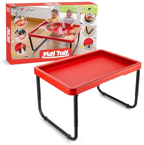 Toyrific Play Tray Activity Table for Kids, Sensory Play Tray, Kids Messy Play Table, Water and Sand Play Table, Outdoor and Indoor Use, Red