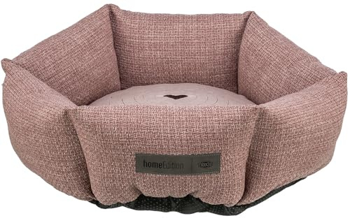 TRIXIE Hundebett rund Viviana ø 50 cm in Altrosa – rundes Kuschelbett mit weichem Samtbezug, Hundekorb für kleine Hunde,fest integriertes Kissen, Rutschfester Boden - weich & waschbar - 37547