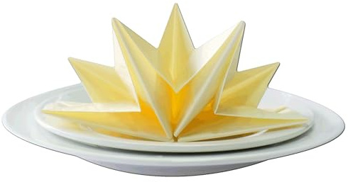 12 x gefaltete Luxus-Servietten, cremefarben, Einweg-Servietten, Leinengefühl, weich, 3-lagig, Papierstern-Servietten, Dinner-Party, Hochzeit, Tisch, Restaurant, groß, elegant, stilvoll, 40 x 60 cm