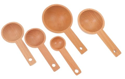 MAGICLULU 5piezas Cucharas Medidoras Apilables De Madera Resistentes y Ligeras Para Uso Cafeterías y Tiendas