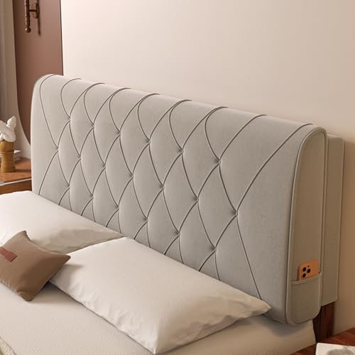 Rechteckiges graues getuftetes Kopfteil, gepolstertes Nachtstützkissen, einfarbig, Wandkissen für Schlafzimmer, Rückenlehne, abnehmbarer Bezug, 160 x 58 x 10 cm