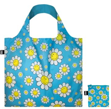 LOQI Smiley Flowers Aquarius Kleine recycelte Tasche, Aquablau, Aquablau, Modern
