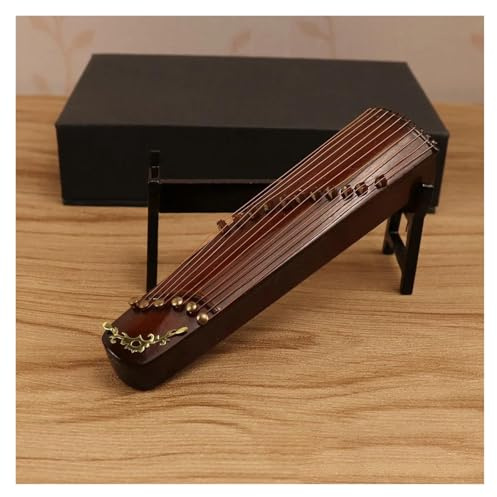 LJERFSW Miniatur-Guzheng-Modell Mit Ständer Und Koffer Mini-Zither Mini-Ornamente Für Chinesische Traditionelle Musikinstrumente(10cm)