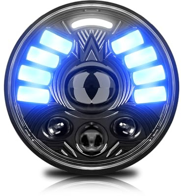 Mulcort Faro a LED da 5-3/4 5,75 Pollici Rotondo Impermeabile per Motociclo con Indicatore di Direzione DRL Abbaglianti/Anabbaglianti