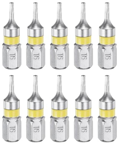 sourcing map 10 punte per cacciavite Torx T6H 1/4 di pollice gambo esagonale 25 mm lunghezza stella magnetica 6 punte esagonali punte esagonali in acciaio S2 cacciavite elettrico bit con foro Torx