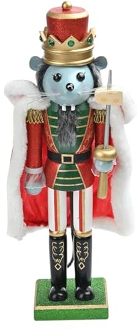 Casse-Noisette en Bois Festival 38cm Haut Figurine du Roi Souris Marionnette Noël Jouet Décoration Bureau D'étagères D'ornement