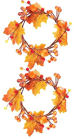Alipis 1 Satz Ahorn Kürbiskranz Herbst Kerzenringe Herbst Türkränze Outdoor Ernte Kerzenring Herbstkranz Grüne Dekoration Herbst Kerzengirlande Herbst Kerzenkränze Seidentuch 2Stk