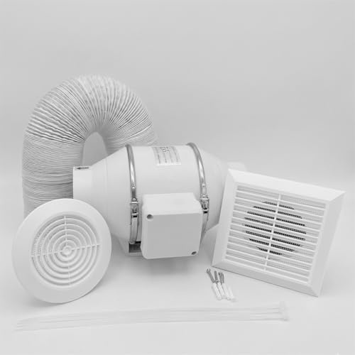 AirTech-UK FlowMax Turbo Inline Bathroom Extractor Fan Kit – 4-inch (100mm) Duct Opening – High Power - Silent Extractor Fan for Bathroom – 1 Speed – Loft Ceiling Mounted