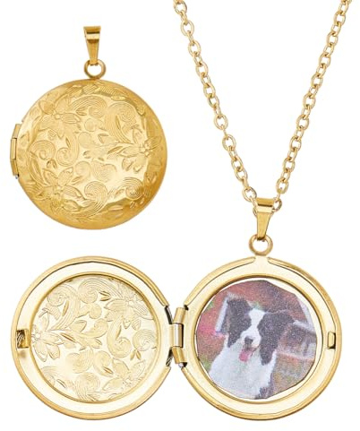 Hobbspring Photo Médaillon Colliers Image Collier Vintage Collier avec Pendentif Acier Inoxydable Collier pour Femmes Femmes Et Femmes, Acier inoxydable
