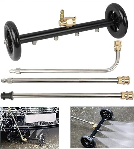 24FT Telescoping Pressure Washer ExWand with Brush Head, 2 Power Washer ExWands, Gutter Cleaner Attachment, 7 Spray Nozzle Tips, Support Belt and 2 Hose Adapters