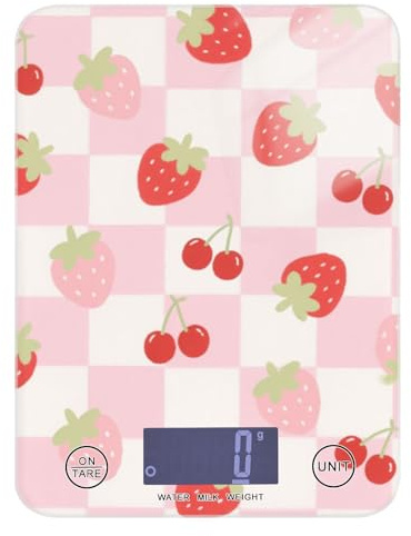 Bella Rosso Fragole Cibo Pesatura Portatile Bilancia Cibo Digitale 12 lb/1 Oz, 5kg/5g Scala di grammo Digitale con 4 Unità per (Utente) (Utente) (Utente) Peso Digitale para comida
