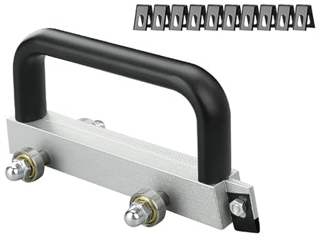 LIULIQ Couteau À Fente Manuelle, Rouleau en Plastique en Plastique en PVC Roule De Plancher Roule À Cachet, Outils De Construction De Rainure De Sol en Vinyle avec 10 Lames en Acier en Carbone