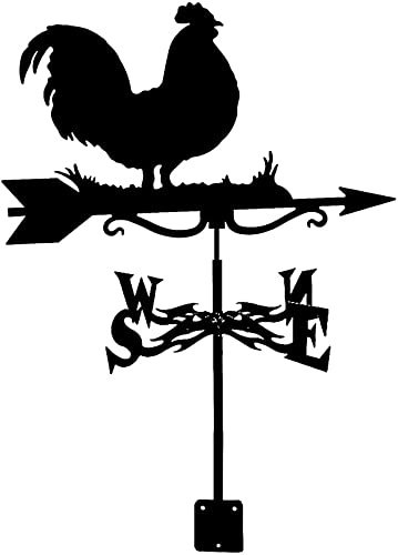 Veleta, veleta meteorológica, veleta de viento, pie grande, pesca, gallo, herramientas de medición con revestimiento antioxidante para decoración de soporte al aire libre (gallo)