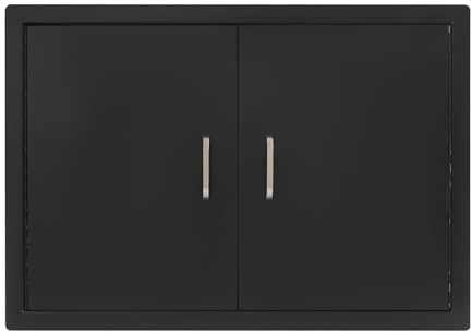 TENNIEX Außentür, 76,2 x 50,8 cm (B x H), bündige vertikale Doppeltür, schwarze Grill-Zugangstüren mit Griff für Innen- und Außenküchen, Grillinseln, Aufbewahrungsschränke
