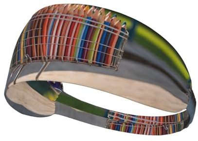 WZYWHJ Soft and Absorbent Headband for Red Basketball Workout - Ideal Hair Accessory for Yoga, Running, and More! Colored pencils in a trolley Printing