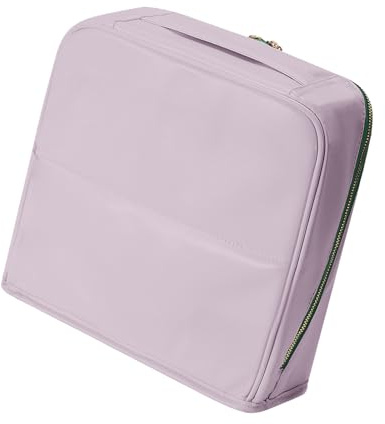 Bolsa de almacenamiento de maquillaje de piel con apertura vertical, portátil, para colgar cosméticos, para mujeres, impermeable, portátil, organizador de artículos de tocador, Purple, L