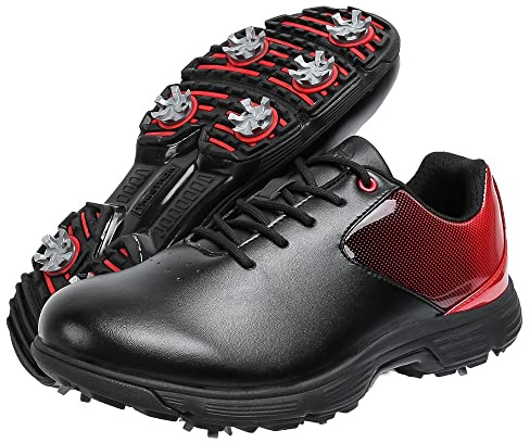 Cakoit Mens Golf Shoes Spikes Golf Sneakers Male Outdoor Walking Footwears for Golfers (Black,11)