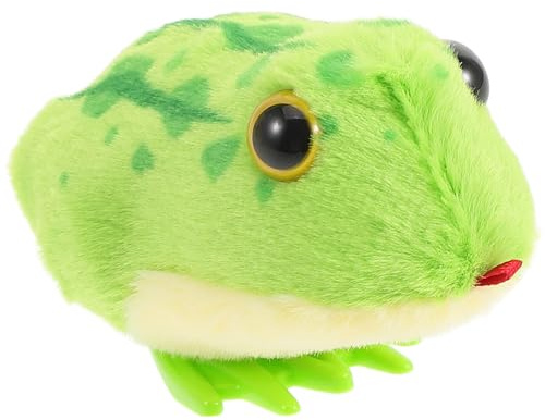 PAMINGONO Jumping Plush Frog for Boy Girl Year Wind-up Animal Model for Crawling Encouragement Soothing Soft Plush with Realistic Hopping Action Safe Plaything for Development