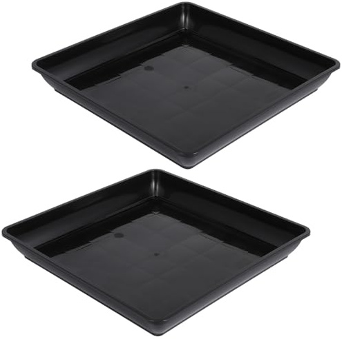 Anneome 2 Piezas Bandejas Macetero Cuadradas de Plástico PP Duraderas Platillos Goteo para Plantas Protege Suelos y Evita Fugas para Macetas y Bonsáis Color Negro