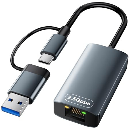 USB LAN-adapter 1000 m, USB-C Ethernet-adapter RJ45 Gigabit nätverksadapter, USB-C LAN-hub med 3 x USB 3.0 och 1 x Type-C-portar för MacBook XPS Surface Pro Linux Chromebook, etc (2,5 G LAN-adapter)