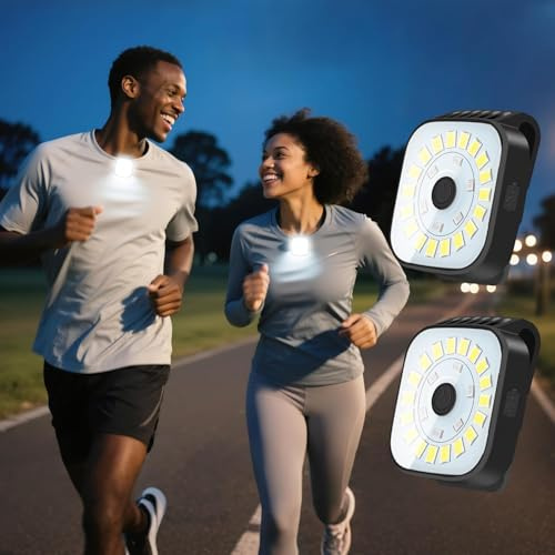2 Stück Laufleuchten für Läufer – wiederaufladbare Clip Taschenlampe, Mini-Taschenlampen für Hunde zum Spazierengehen bei Nacht mit 4 Modi für Joggen, Klettern, Läufer, Angeln, Camping, Wandern