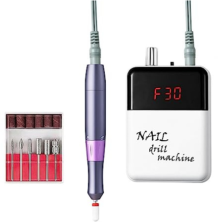 Lima For Unghie Elettrica Portatile Ricaricabile For Trapano For Unghie For Manicure Lucidatore For Unghie Con Trapano Elettrico For Manicure Con Display LCD(White)