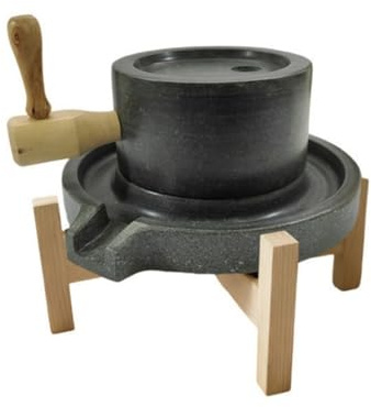 XNSHUNHOYN Natural Granite Handmade Stone Mill,Stone Grain Mill,Hand Mill Grain Grinder,Handmade Mill with Wooden Frame for Grain Bean Barley Spice,30 * 45CM