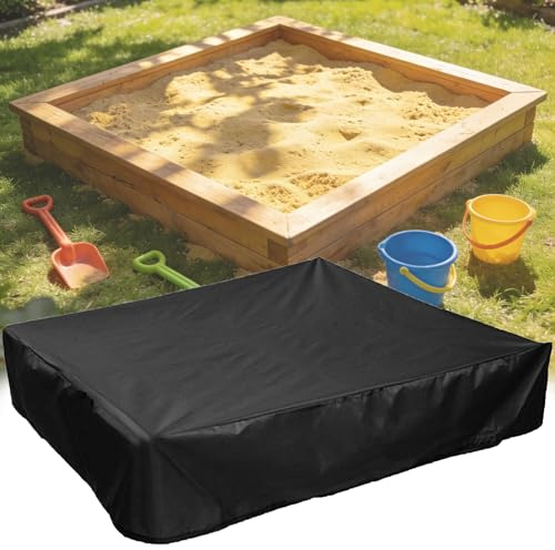 MINGZE Sandkasten Abdeckung, 120 * 120 * 20cm Sandkasten Abdeckplane, Wasserabweisend Winddicht Schutzhülle Spielkiste Abdeckhaube, Spielzeug Abdeckung mit Kordelzug