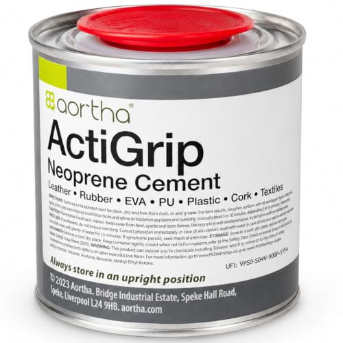 Actigrip Neoprene Contact Adhesive Cement, 500ml | Leather, Rubber, Textiles and Foams, PU, Plastic, Trusted Shoe Glue