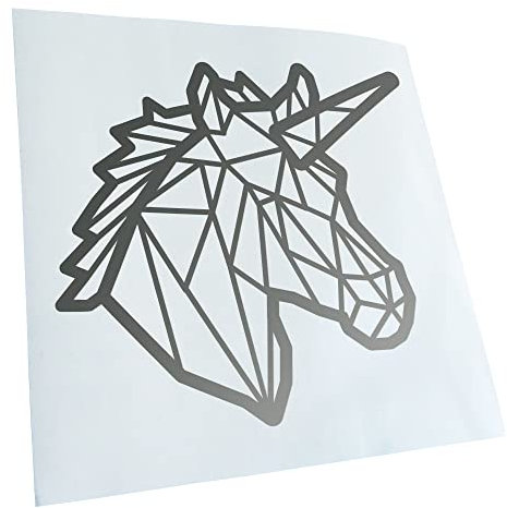 Kiwistar - Autoaufkleber - Polygon Einhorn Kopf - Silber - 11x10cm - Heckscheibe Auto Aufkleber wetterfest für Kfz LKW Mofa Truck - Sticker außen selbstklebend Tuning Zubehör für Fenster Fahrzeug